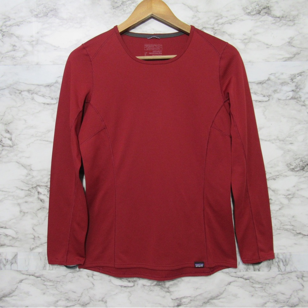 Patagonia Burgundy Midweight Capilene Baselayer Polartec Long Sleeve Top Size S